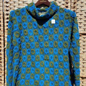 NWT Vintage Beeline Fashions Psychedelic Mock Turtle Neck Shirt Sweater 1960s